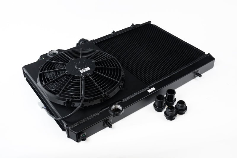 CSF 01-07 Mitsubishi Evo 7/8/9 Full-Slim Radiator w/12in Fan & Shroud/-16AN - Black